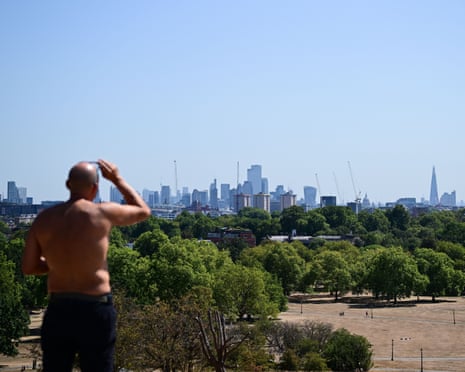 A general view of London's skyline in Primrose Hill during the heatwave in London.