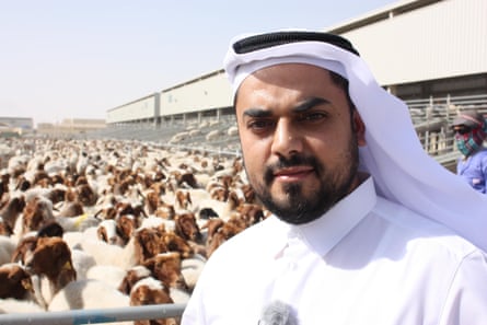 Ramez al-Khayyat, vice-president of the Qatari company Baladna, stands on the grounds of his farm in the north of Doha.