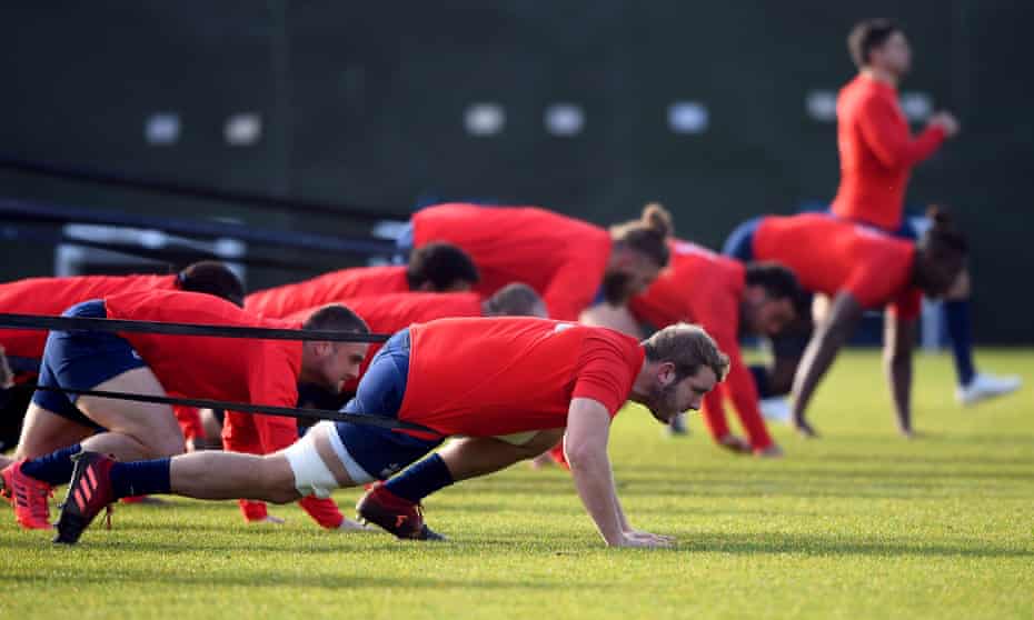 England’s players in training on Tuesday, preparing for Saturday’s Autumn Nations match against Georgia at Twickenham.