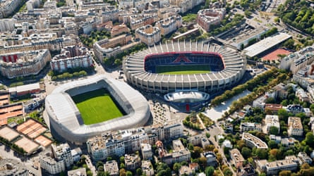 PSG and Paris FC's stadiums seen from above
