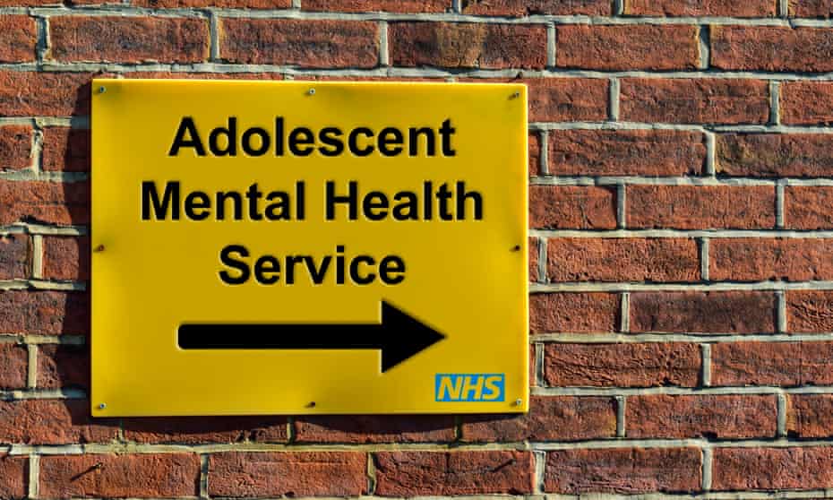 Adolescent Mental Health Service, NHS wall mounted direction sign