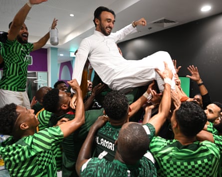 Saudi Arabia celebrate after victory over Argentina