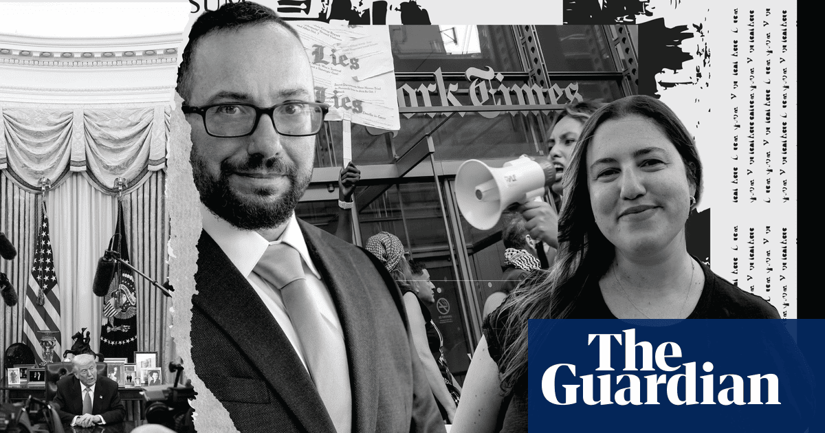 Independent journalist stares into camera, somehow still believing in democracy while the president tries to sue the First Amendment for defamation.