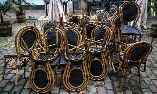 Chairs and tables outside a closed restaurant in Germany