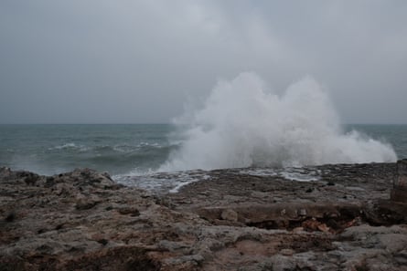 Huge waves hit the eastern coast of Spain.