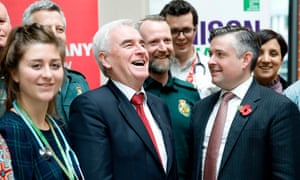 Shadow chancellor John McDonnell (L) and Labour’s shadow health secretary Jonathan Ashworth (R) will announce Labour’s NHS spending plan in London today.