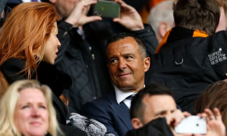 Jorge Mendes at Molineux where he has been described as ‘a close friend and an adviser’ to the Wolves chairman, Jeff Shi.