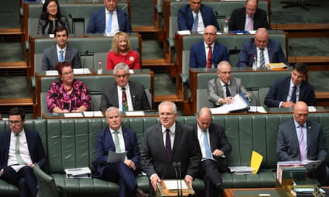 Prime minister Scott Morrison speaks in parliament