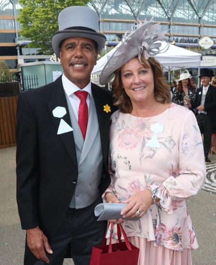 Former footballer and sports presenter Chris Kamara with his wife Anne at Ascot, June 2022