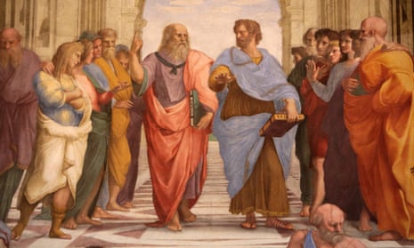 The School of Athens, detail of a mural in the Vatican Museum by Raphael, painted for Pope Julius III.