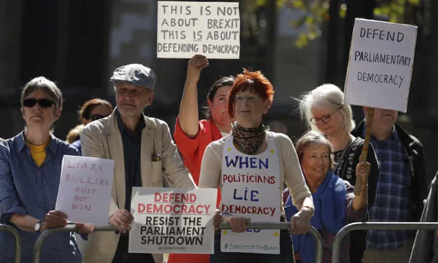 Pro-democracy demonstrators outside the supreme court