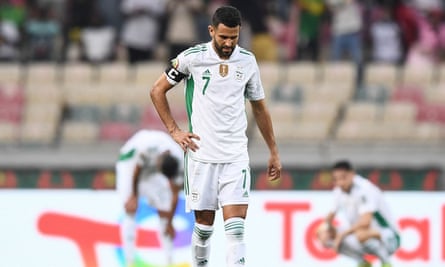 Despair for Algeria’s Riyad Mahrez after being knocked out of the tournament