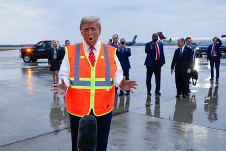 Donald Trump in his ‘garbageman’ vest in Green Bay this week.