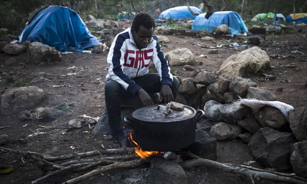 A Guinean at a clandestine camp on Mount Gurugu, Morocco, in 2014.
