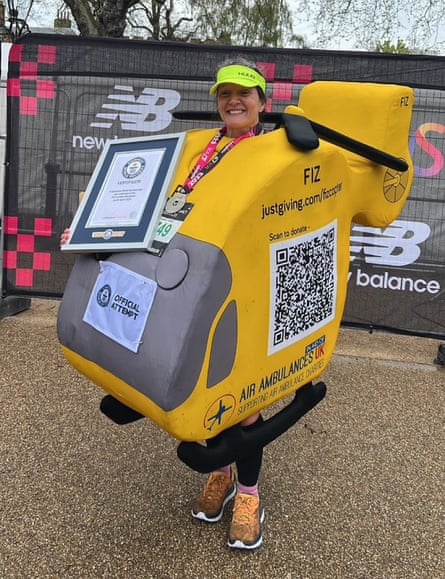 Fiona Betts dressed up as a yellow helicopter