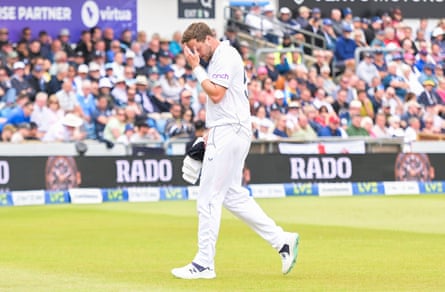 Ollie Robinson walks off the field at Headingley