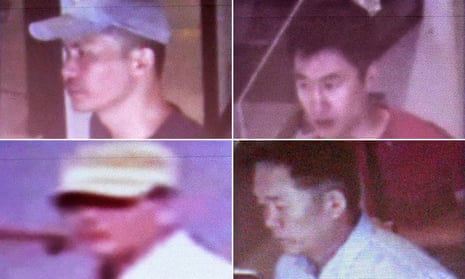 The four men whom police are looking for in connection with the killing of Kim Jong-nam