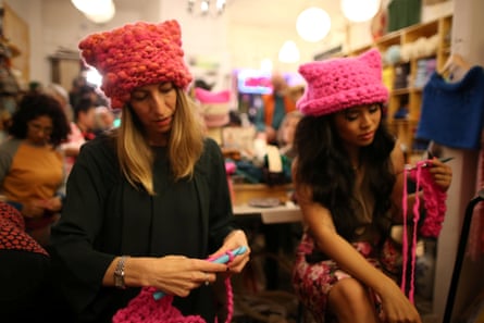 The Pussyhat social media campaign made pink hats for protesters on the women’s march in Washington, the day after the presidential inauguration in 2017.