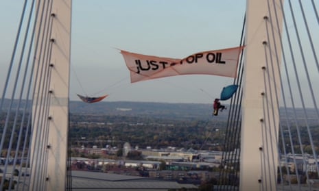Just Stop Oil protesters Morgan Trowland and Marcus Decker scaled the Dartford Bridge