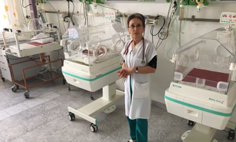Gabriela Dumitru, a 65-year-old maternity ward doctor, in Slobozia, Romania. 