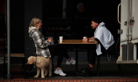 People dining outdoors in Geelong, Australia.