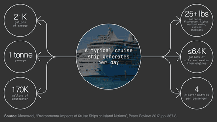 Graphic showing the amount of pollution from a typical cruise ship