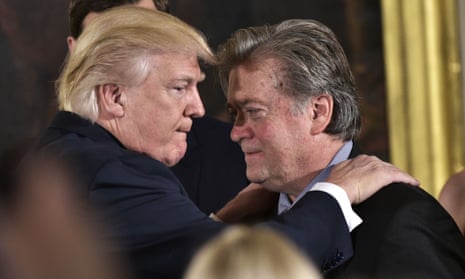Steve Bannon, right, was a strategist in Donald Trump’s White House for several months in 2017.
