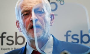 Labour leader Jeremy Corby delivers his speech to the Federartion of Small Business.