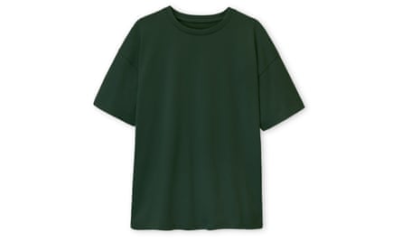 A dark green T-shirt on a white background