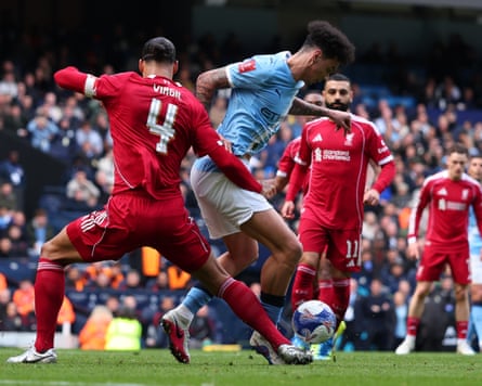 Virgil van Dijk fouls Nico O'Reilly (centre) to gift Manchester City a first-half penalty.