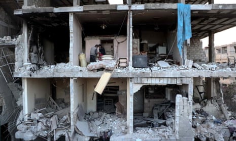 A view of damaged Arbin Hospital after an airstrike carried out by Assad regime forces in Arbin district of Eastern Ghouta in Damascus, Syria on 21 February