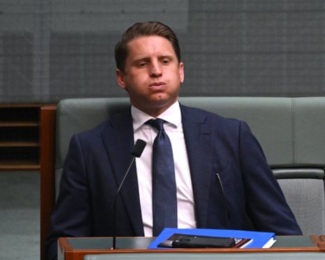 Liberal MP Andrew Hastie watches on during question time