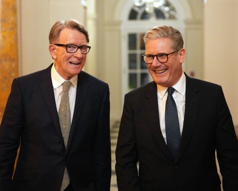 Prime minister Keir Starmer (right) and then British ambassador to the US Peter Mandelson during a welcome reception at the ambassador's residence in Washington DC.