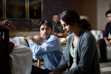 Adarsh Gourav as Balram, and Priyanka Chopra Jonas, who plays Pinky, in the Netflix adaptation of The White Tiger.
