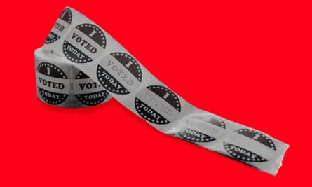 Voters waiting in line to cast their ballots