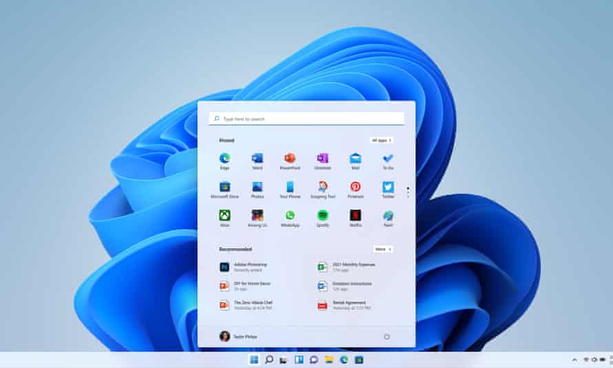 Windows 11: Microsoft revamps start menu and adds Android apps | Windows |  The Guardian