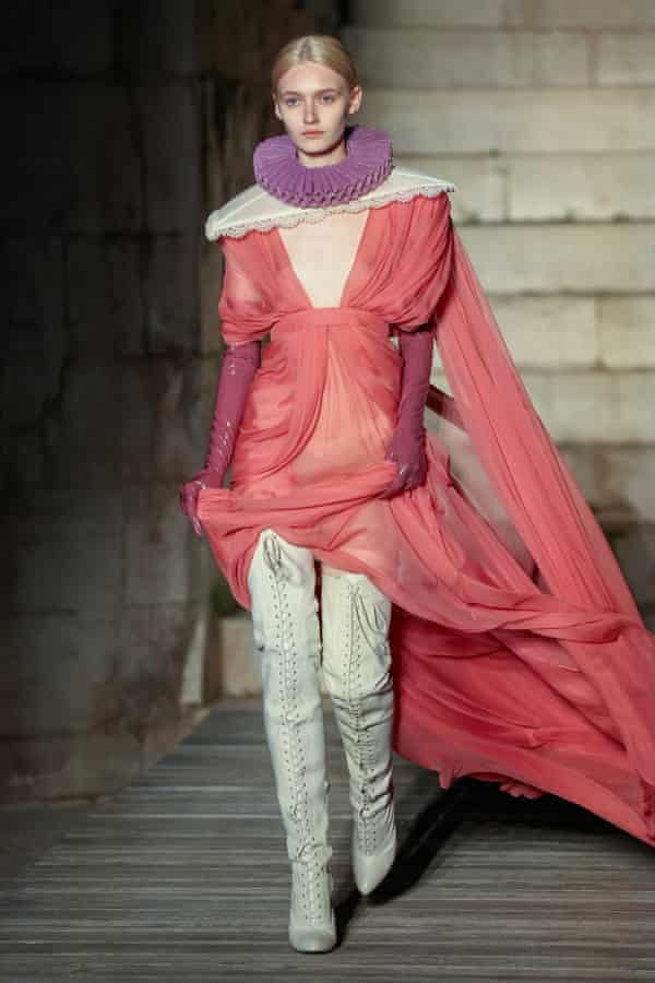 Model at Gucci's Cosmogonie fashion show on May 16, 2022, in Castel del Monte, Italy.