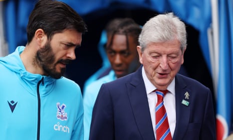 James Tomkins (left) and Roy Hodgson discuss the countless possibilities presented by this afternoon’s James Tomkins derby.