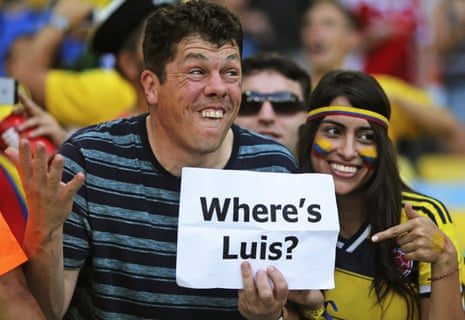 A ‘Colombia supporter' before the 2014 World Cup round of 16 match between Colombia and Uruguay in Rio.