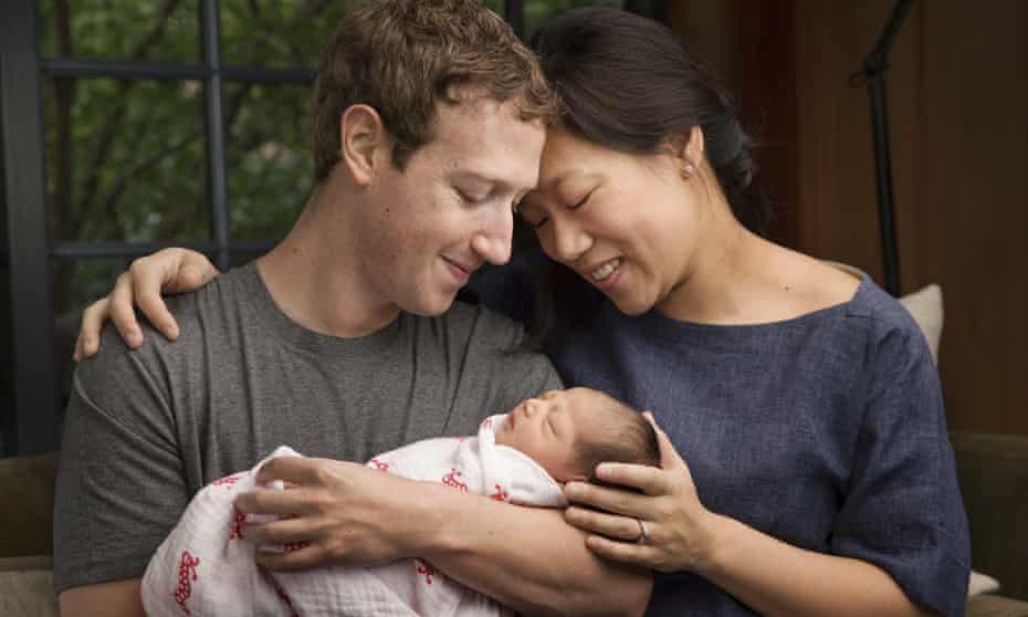 Mark Zuckerberg with wife Priscilla Chan Zuckerberg and daughter Max Chan Zuckerberg.