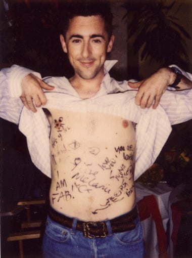 Signed off: Alan with Spice Girls autographs on his stomach, 1997.