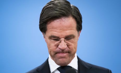 Mark Rutte appears at a press conference in The Hague