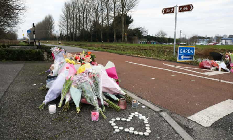 Flower tributes left near the scene of the murder