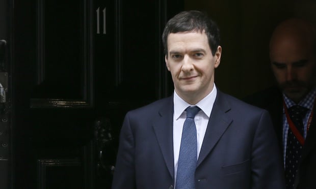 George Osborne leaving 11 Downing Street smiling with one half of his mouth
