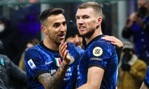 Dzeko of Inter celebrates after scoring a goal
italian soccer Serie A match Inter - FC Internazionale vs Venezia FC, San Siro stadium, Milan, Italy - 22 Jan 2022