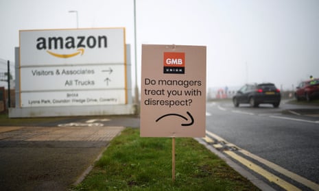 UK Amazon workers stage a strike in Coventry.