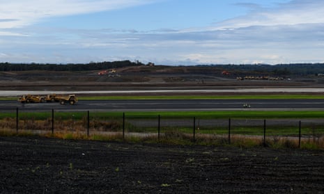 General view of the runway at the Western Sydney Airport site in Luddenham.