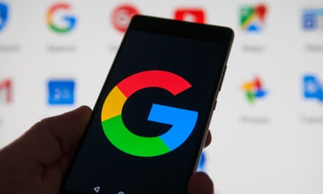 A Google logo on an Android phone