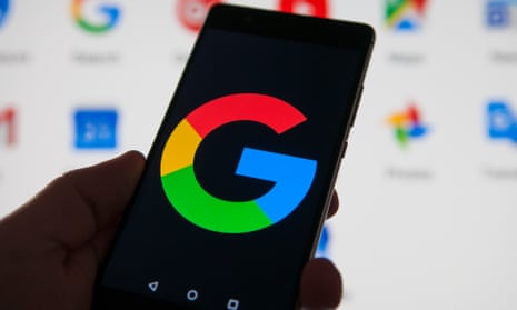 A Google logo is seen on an Android device