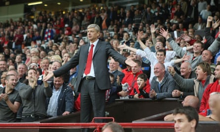 Arsène Wenger is sent to the stands during the Premier League match between Manchester United and Arsenal at Old Trafford in August 2009.